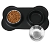 Doppelnäpfe für Haustiere | Set aus 2 Edelstahlnäpfen mit rutschfester Silikonunterlage | SBL-292-BLACK