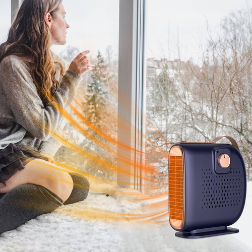 Elektrischer Retro-Heizkörper, Mini-Heizlüfter, Heizlüfter | 2 Geschwindigkeiten | 500 W | Blau | JM-115