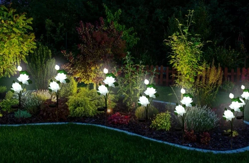 Solarblume | Solar-LED-Gartenlampe Lotus, Wasserlilie | 72 cm, 600 mAh | FLD-25-WHITE