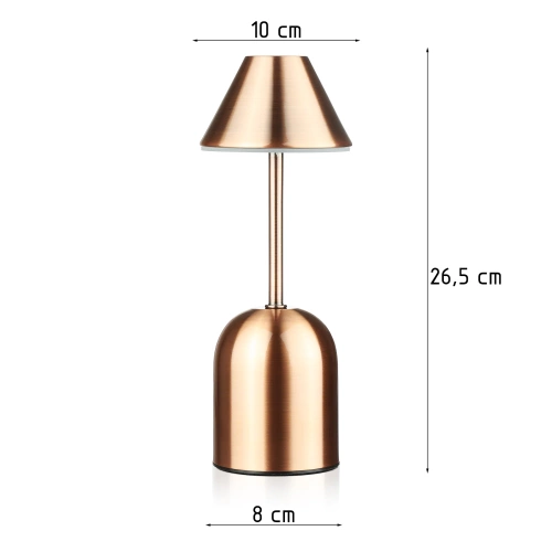 Kabellose Nachtlampe mit eingebautem 2000 mAh Akku | Moderne Tischlampe mit einstellbarer Leistung und Lichtfarbe | YG-D020-Kupfer