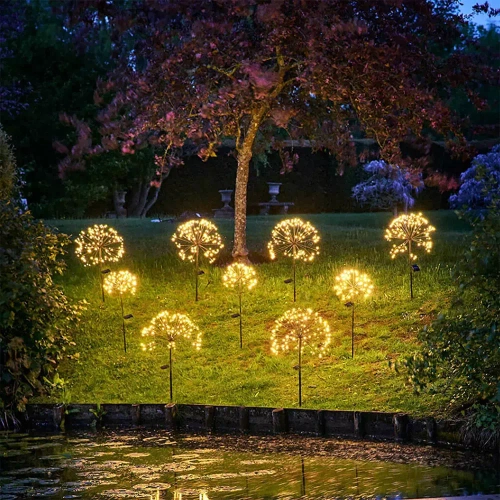 Solar-Gartenlaterne LED-Feuerwerk | 84cm, 600mAh, 200 LED-Lichter | LFW-B200-Warm