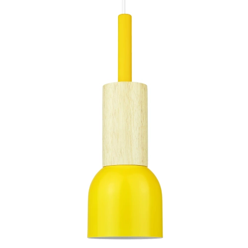 Pendelleuchte mit Holzelement | skandinavisches Design, E27 Fassung, geeignet für Wohnzimmer und Schlafzimmer | gelb | YG-XD002C-Y