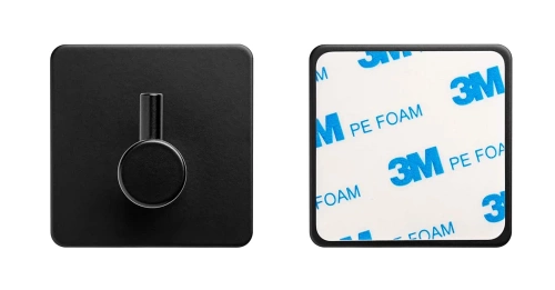 Schwarzer Kleiderhaken für Kleidung, Geschirrtücher, Handtücher | Selbstklebende Halterung für Küchenzubehör | BXG-4PCS-SCHWARZ