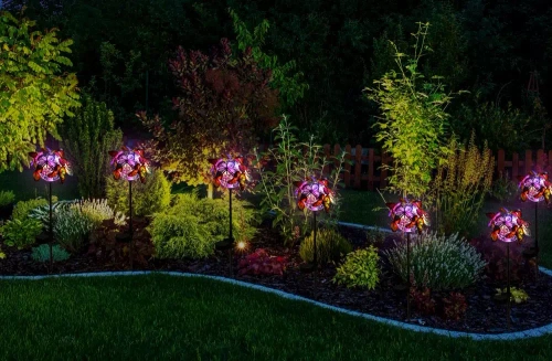 LED-Gartenleuchte Solar Blume mit Schmetterlingen | 65 cm, 600 mAh | FLD-09-C