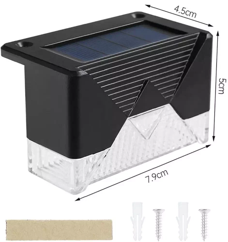 LED-Gartenleuchte Set | 4 Stück, solarbetrieben, zur Montage an Treppen, Zaun oder Geländer | BS-113