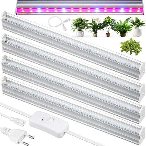 LED-Pflanzenleuchten Set | 4 Stück | 6 W pro Leuchte | mit Netzkabel und Verbindungskabel | DG-T5-Whitel