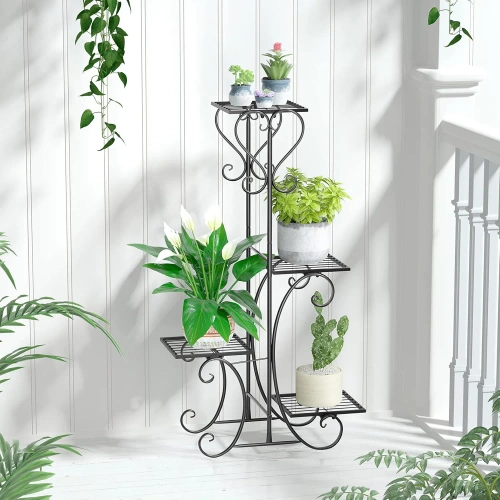 Blumenständer aus Metall | Blumenregal | Schwarz | MF-S05-BLACK
