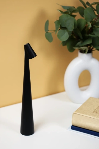 Kabellose Nachttischlampe mit eingebautem Akku | Lampe mit Touch-Steuerung | HMS-355-SCHWARZ | Tischlampe 33,5 cm
