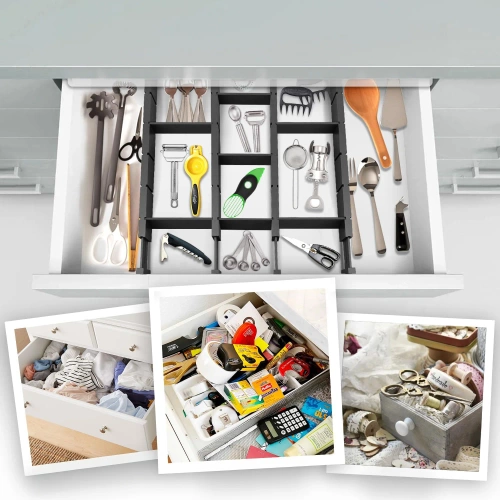 Möbel-Organizer für Schubladen | Verstellbare Trennwände mit 9 Einsätzen aus Bambus | KBT-B615