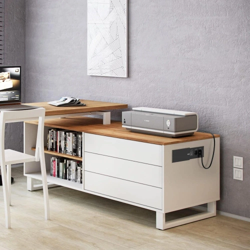 Einbau-Steckdosenelement mit verschiebbarer Abdeckung | Doppelsteckdose mit USB PD Ladegerät | schwarz | JX-S328-BLACK