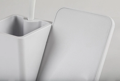 LED-Schreibtischleuchte mit Qi-Wireless-Charging | 3-in-1 Büro-Tischleuchte mit Organizer und Ladegerät | moderne Lernleuchte mit Stiftehalter | MD-K5-15W