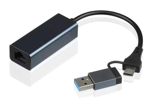 Ethernet-USB 3.0 Netzwerkkarte | 2-in-1 Adapter | USB-C Adapter | JC-WK03-GREY