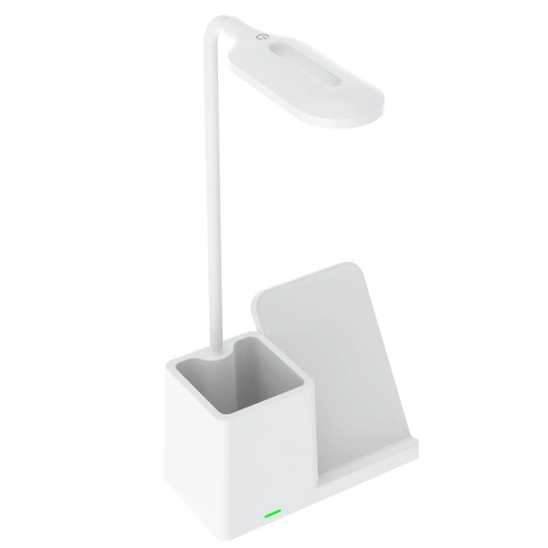 Smarte LED-Schreibtischlampe mit kabellosem Qi-Laden | 3-in-1-Schreibtischlampe mit Organizer und Ladegerät | Moderne Arbeitszimmerlampe mit Organizer | MD-K5-15W