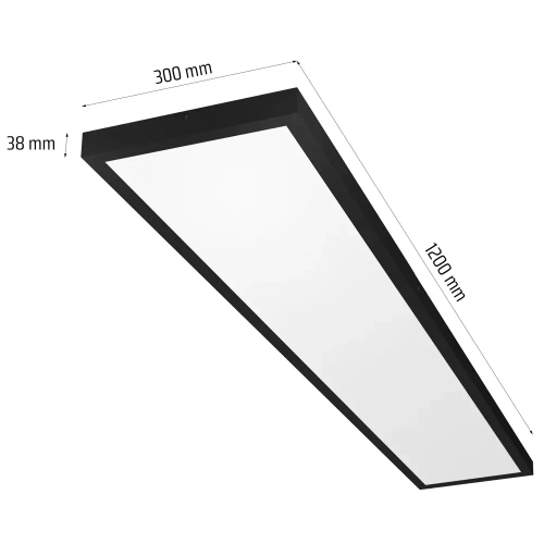 LED-Deckenpanel | Aufputz-Plafond 120x30cm | 60W, 6000lm | Schwarz