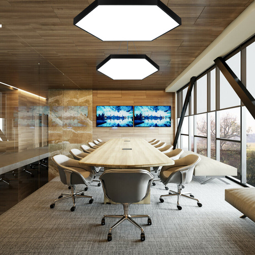 LED-Pendelleuchte | 100 W | Hexagon Vollform | Aluminium | CCD flimmerfrei | Ø 100x6 cm | LPL-003