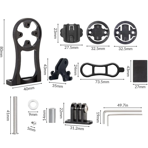 Lenkerhalterung für Fahrradcomputer und GoPro | Aluminium-Halter kompatibel mit Garmin, Bryton | MBZJ-042