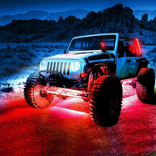 LED-Unterbodenbeleuchtung | Flexible RGB-Bänder | Bluetooth-Konnektivität mit Telefon-App | Gurtlänge: 90 cm x 2 und 120 cm x 2