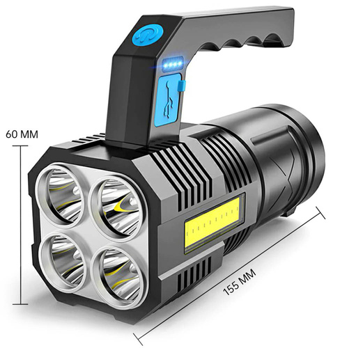 Multifunktions-LED-Taschenlampe mit Suchscheinwerfer und integriertem Akku | 1000lm, 4 Leuchtmodi, bis zu 8 Stunden | TL-2056