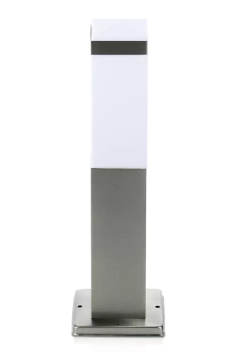 Stehlampe für den Garten, quadratischer Pfosten für E27-Glühbirne | 230V Stromversorgung, Edelstahl | Inox, 45cm | LLF-45CM