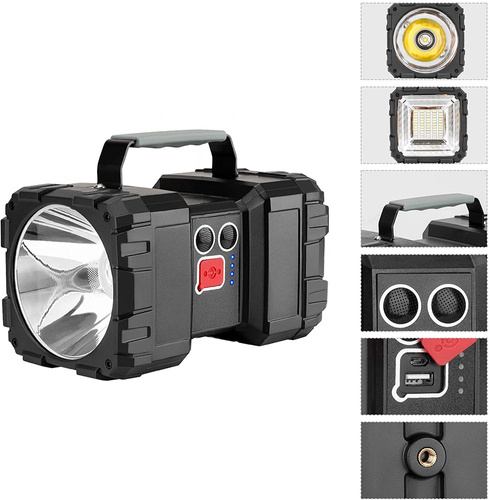 Doppelseitige multifunktionale LED-Taschenlampe mit integriertem Akku | 1200lm, 7 Beleuchtungsmodi, bis zu 20 Stunden | Powerbank-Funktion | W844