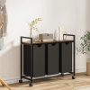 Wäschekorb mit Regal | Dreifach-Wäschekorb | Wäschekorb mit Rollen | MZ-B30-SCHWARZ
