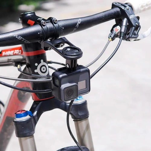 Vorbauhalterung für Fahrradcomputer und GoPro | Aluminiumhalterung kompatibel mit Garmin, Bryton | MBZJ-042