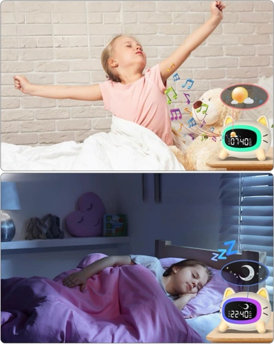 LED-Kinderwecker | mit Nachtlicht, Animationen und Schlummerfunktion | SG-5-W