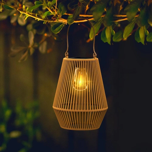 Kabellose Solarlampe | Gartenlampe mit Halterung | JX21-Bambus