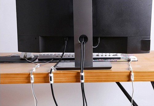 Set 10 Stk. Kabel- und Drahtorganizer | Clips mit Nano-Klebeband | Weiß | KZ-D58