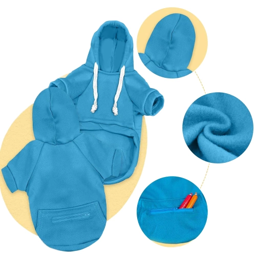 Hundepullover mit Kapuze für Hunde und Katzen | Größe M | blau | PET-015M-BL