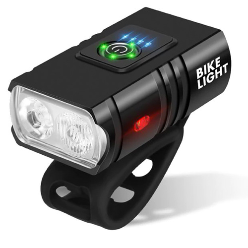 LED Fahrradlicht Set | Radlicht Set bestehend aus Vorderlicht & Rücklicht aufladbar über USB | 2 XM-L T6 CREE LEDs, 1000lm, 6 Leuchtmodi, 1200mAh | 6 LEDs, 4 Leuchtmodi, 300lm