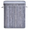 Grauer Wäschekorb | Bambus-Spielzeugkiste | Holzwäschekorb | Zweikammer-Wäschesammler für das Badezimmer | RYL-100L-GREY