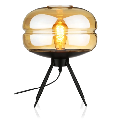 Stilvolle Nachttischlampe mit Glaslampenschirm | Moderne Glas-Tischlampe | BH-233-BROWN