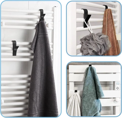 Badezimmerhandtuchhaken | Heizkörperhandtuchhalter | Haken-Set | PG-Y03-SCHWARZ