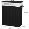 Schwarzer Wäschekorb | Bambus Spielzeugkiste | Holz Wäschekorb | Zwei-Kammer Wäschesammler für das Badezimmer | ZYL-100L-BLACK