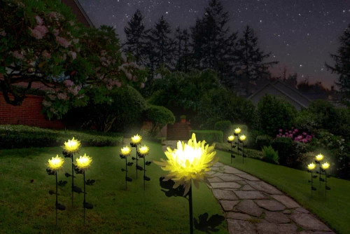 Solarblume | Solar-LED-Gartenlaterne Chrysantheme | 72 cm, 600 mAh | FLD-26-WEISS