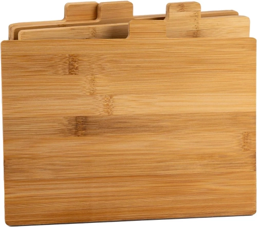 Holz-, Bambus-Schneidebrett | Brettständer | Servierbrett-Set | NFS-4in1
