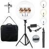 Starker LED-Ringlicht mit stufenloser Farb- und Helligkeitsregelung, 195 cm Stativ | 3 Handyhalter, Tasche | YQ-480B