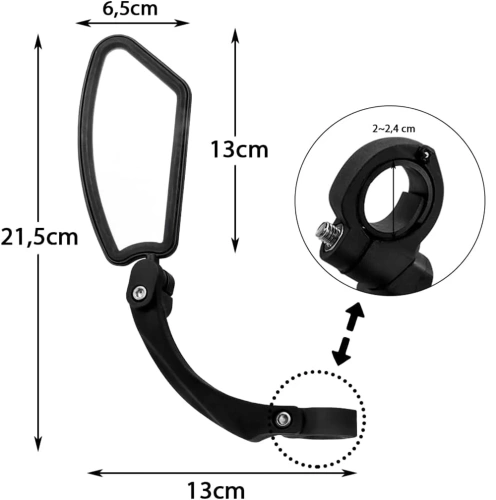 Fahrradspiegel für den Lenker | Linker Rückspiegel für Roller | Schwenkspiegel |HSJ-210