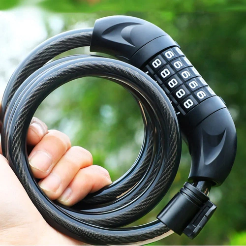 Fahrradschloss mit Zahlencode | Sicherheitskabel 100 cm | 5-stelliges Zahlenschloss | Diebstahlsicheres Stahlseil | BLC-566