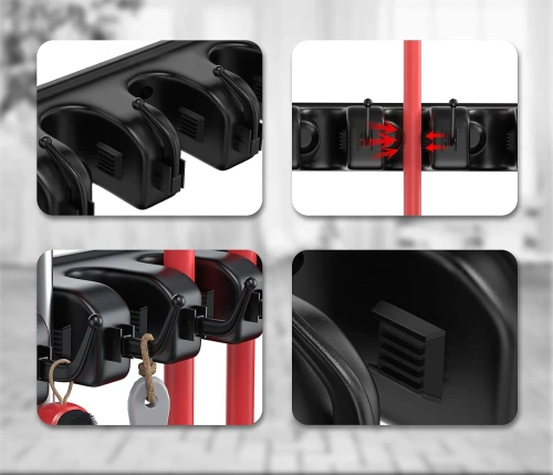 Halter für Wischmopps, Rechen und Bürsten mit Haken | 5 Plätze + Haken | SL-005H