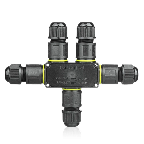 Wynik: Wasserdichte Kabelmuffe IP68 | 3-polige selbstklemmende Verbindung 450 V 24 A für Kabel 4–11 mm | M684-F