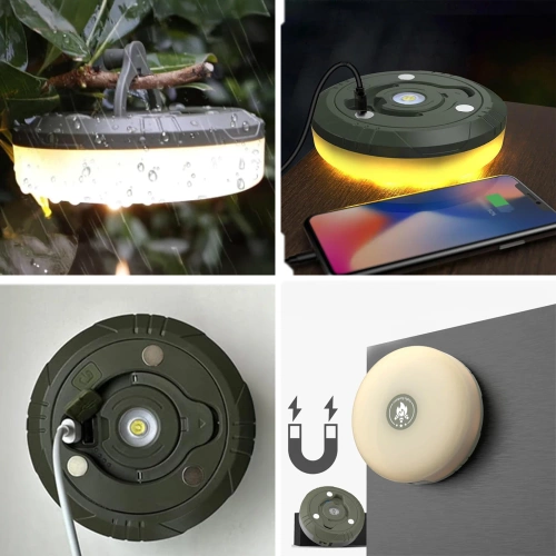 Multifunktionale LED Campinglampe mit 10 m Lichterkette, Powerbank und Magnet | Wasserdichte Lampe mit eingebautem 2000 mAh Akku 5 Leuchtmodi | KQ-5004