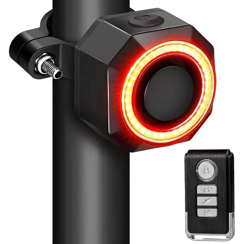 Intelligentes Fahrradrücklicht mit Alarm | 4-in-1 LED-Fahrradalarm | Bremslicht mit Hupe 110 dB | BBL-A6