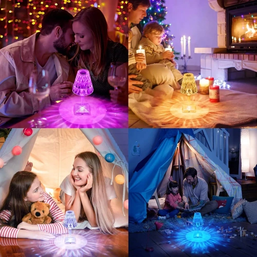 Kristall-Nachtlicht | Touch- oder Fernbedienungsnachtlicht | Moderne LED-Nachtlicht mit Farbwechselmöglichkeit | DTL-C16-RGB