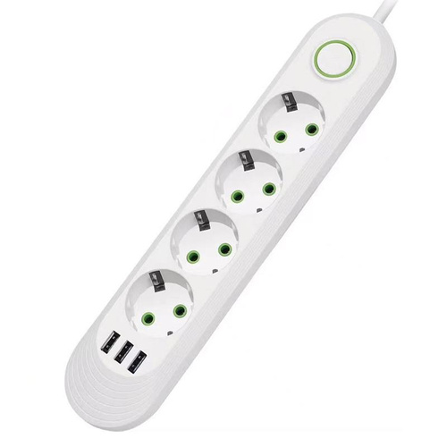 Steckdosenleiste 3 m | 4 Steckdosen + 3x USB | weiß | LH-F04U