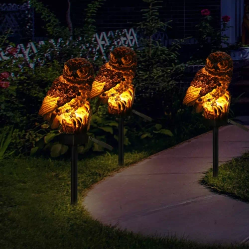 Solar-Gartenlampe LED Eule | 42 cm, 600 mAh | FLD-18-BROWN