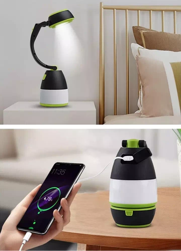 Multifunktionale LED Campinglampe, Taschenlampe mit Powerbank-Funktion | 3 Beleuchtungsmodi, 1500mAh | HWL-005