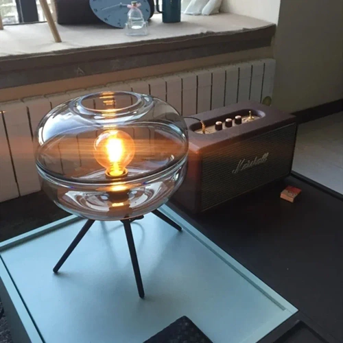 Stilvolle Nachttischlampe mit Glaslampenschirm | Moderne Glas-Tischlampe | BH-233-TS