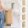 Natürlicher Wäschekorb | Bambus-Spielzeugkiste | Holzwäschekorb | Einzelkammer-Wäschesammler für das Badezimmer | UYL-80L-LIBR